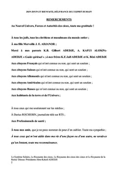 Don Divin et Bienfaits, Délivrance de l'Esprit Humain