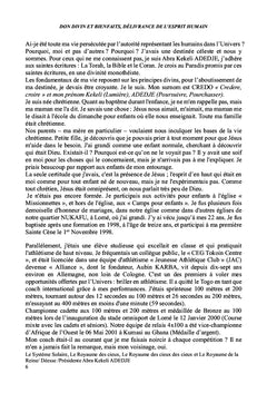 Don Divin et Bienfaits, Délivrance de l'Esprit Humain