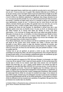 Don Divin et Bienfaits, Délivrance de l'Esprit Humain