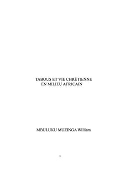 Les tabous et vie chrétienne en milieu africain