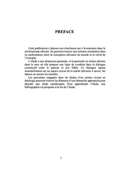 Les tabous et vie chrétienne en milieu africain