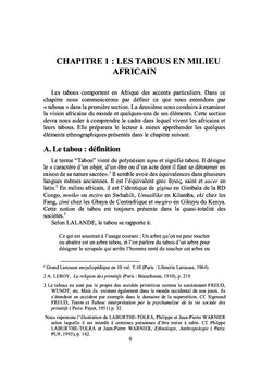 Les tabous et vie chrétienne en milieu africain