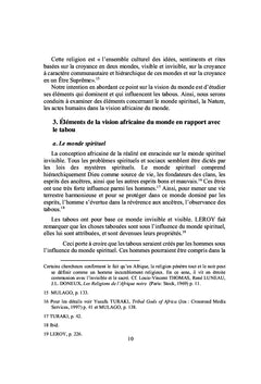 Les tabous et vie chrétienne en milieu africain
