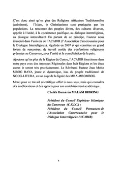 Le dialogue entre les religions dans la Région du Centre-Cameroun