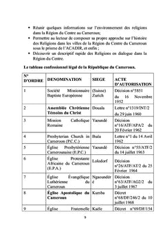 Le dialogue entre les religions dans la Région du Centre-Cameroun