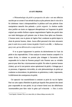PhEnomEnologie du pEchE et perspectives du salut