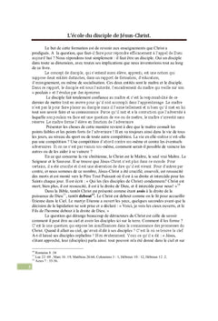 L'école du disciple de Jésus-Christ
