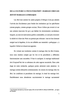 De la culture à l'inculturation: