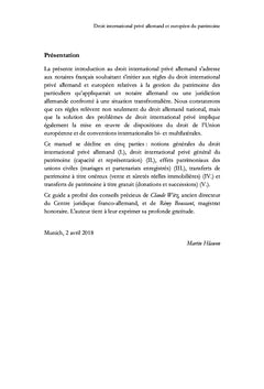 Droit international prive allemand et europeen du patrimoine