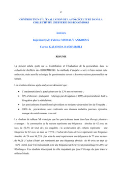 Contribution et l'évaluation de la porciculture