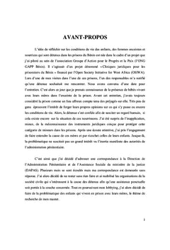 Le mineur et le milieu carcéral béninois : Entre droit et jungle