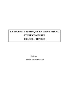 La sécurité juridique en droit fiscal