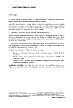 PLAIDOYER CONTRE LA PANDÉMIE