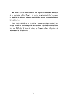 UNE EGLISE AU PASSAGE DE LA LETTRE A L'ESPRIT DU CONCILE VATICAN II