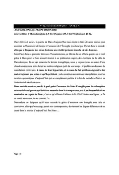 Pistes de méditation pour homélies
