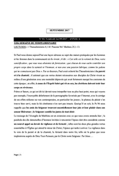 Pistes de méditation pour homélies