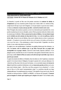 Pistes de méditation pour homélies