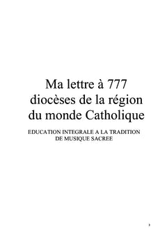 Ma lettre à 777 diocèses de la région du monde catholique