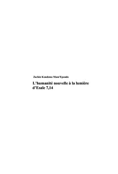 L'humanité nouvelle à la lumière d'Esaïe 7,14