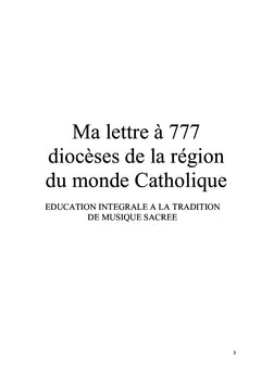 Ma lettre à 777 diocèses de la région du monde catholique