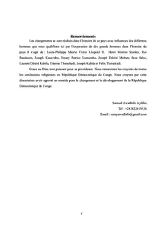 République Démocratique du Congo Elections et confessions religieuses