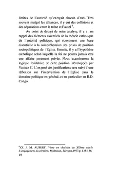 L'Eglise catholique de la R.D. Congo en politique