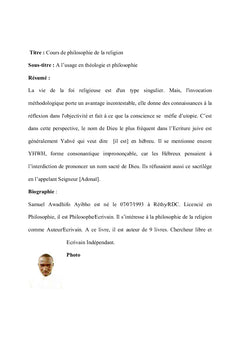 Cours de philosophie de la religion