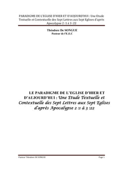 Le paradigme de l'Église d'hier et d'aujourd'hui