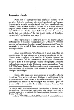 Ethique philosophique et anthropologique de la sexualité humaine