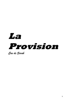 La provision: Cas de Sarah