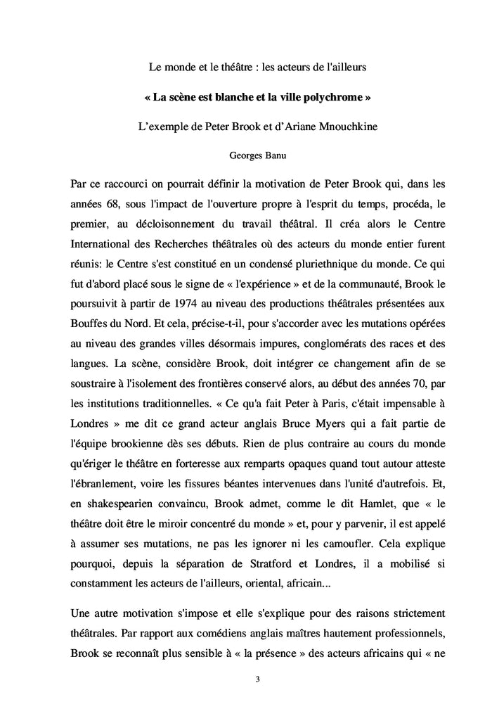 Le Théâtre et l'Exil