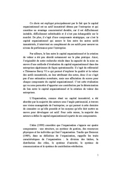 Capital organisationnel et creation de valeur