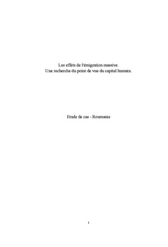 Le cout de l'emigration massive, de la perspective du capital humain