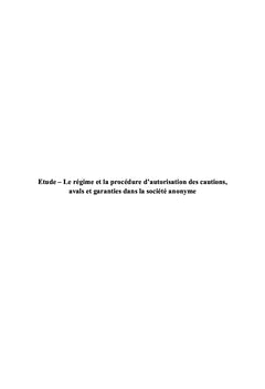 La procedure d'autorisation des cautions, avals et garanties