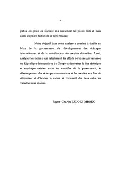 Gouvernance et échanges commerciaux internationaux de la RDC