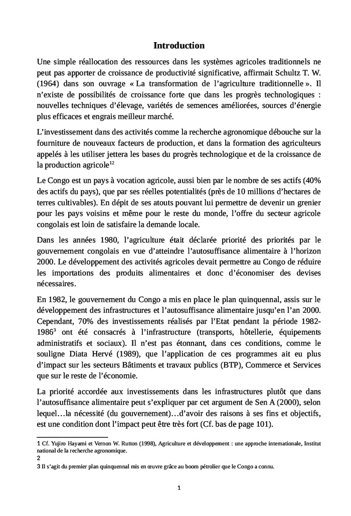 Itinéraire pour une disponibilité agricole au Congo