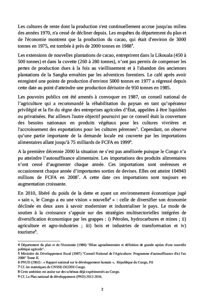 Itinéraire pour une disponibilité agricole au Congo
