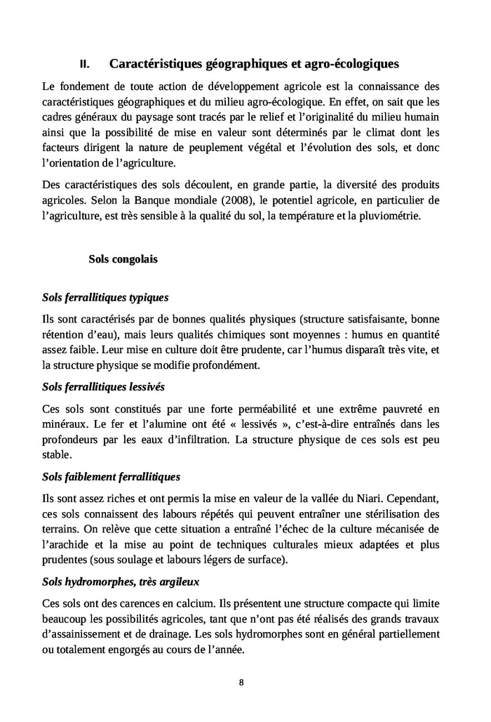 Itinéraire pour une disponibilité agricole au Congo