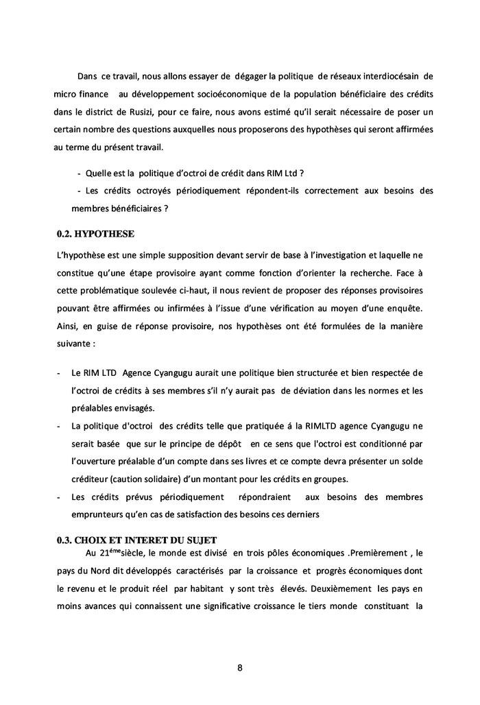 Livre sur l'Acces au Credit