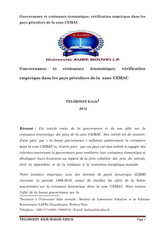 Gouvernance et croissance economique