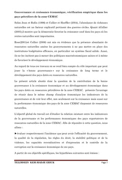 Gouvernance et croissance economique