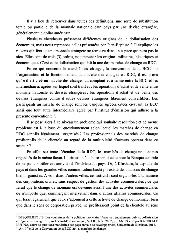 La reglementation des marches de change en droit positif congolais