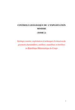 Controle geologique de l'exploitation miniere: Tome II