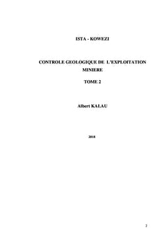 Controle geologique de l'exploitation miniere: Tome II