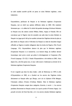 Histoire de la Litterature Nigeriane d'expression Française