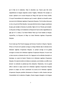 Histoire de la Litterature Nigeriane d'expression Française