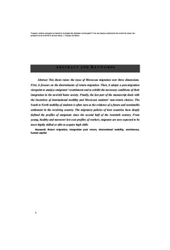 Intentions de mobilité et migration de retour. Le cas du Maroc
