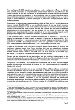 Conteneurisation et desserte des pays enclaves de l'Afrique de l'Ouest