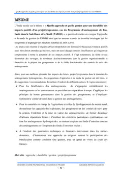 Approche et gestion de projet pour une durabilite des impacts positifs