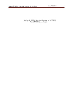 Analyse de fiabilité d'un réseau électrique sur MATLAB